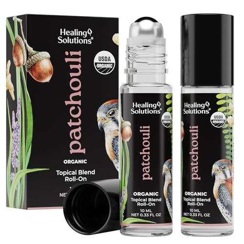 Healing Solutions (2er-Pack) USDA-zertifiziertes Bio-Patschuli-Öl Roll-On Set, Patschuli Körper- & Haut-Roller Parfüm für Erwachsene