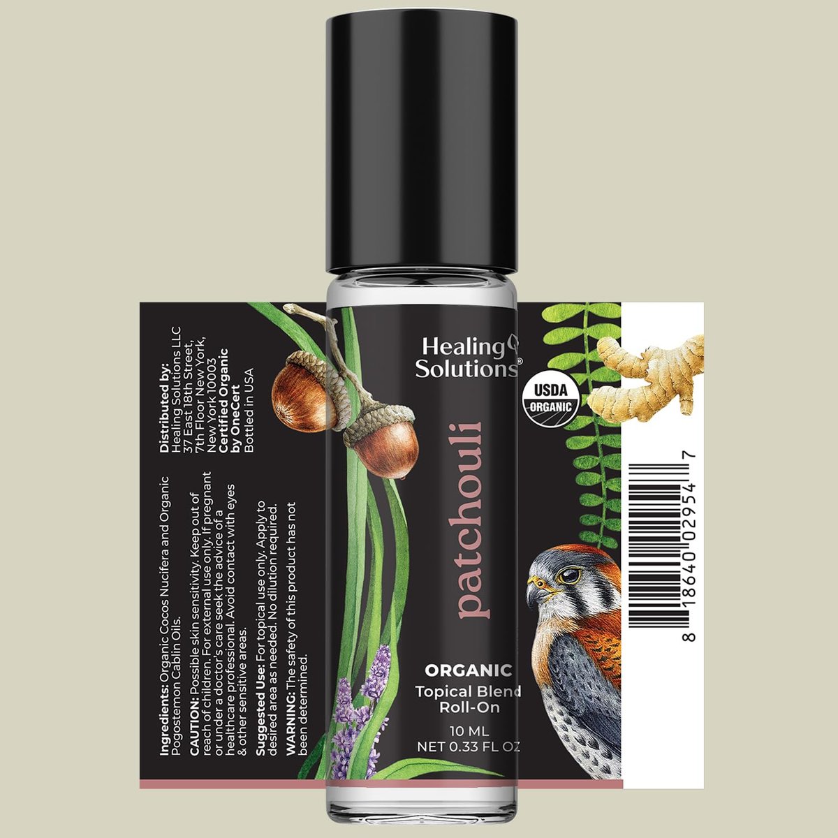Healing Solutions (2er-Pack) USDA-zertifiziertes Bio-Patschuli-Öl Roll-On Set, Patschuli Körper- & Haut-Roller Parfüm für Erwachsene