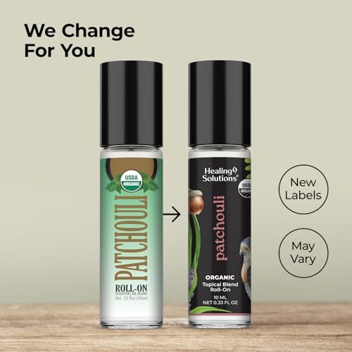 Healing Solutions (2er-Pack) USDA-zertifiziertes Bio-Patschuli-Öl Roll-On Set, Patschuli Körper- & Haut-Roller Parfüm für Erwachsene