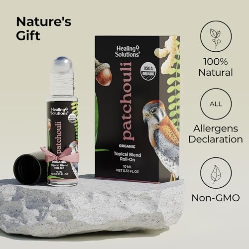 Healing Solutions (2er-Pack) USDA-zertifiziertes Bio-Patschuli-Öl Roll-On Set, Patschuli Körper- & Haut-Roller Parfüm für Erwachsene