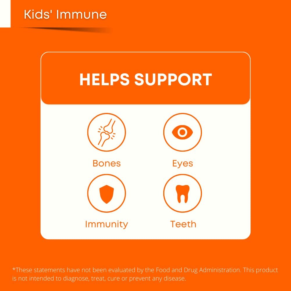 Wellvites Zuckerfreie Immun-Gummis für Kinder – Vegan, Non-GMO – Vitamin-C-Gummis zur Unterstützung des Immunsystems, ohne künstliche Süßstoffe, glutenfrei, gelatinefrei, 60 Stück (30-Tage-Vorrat)