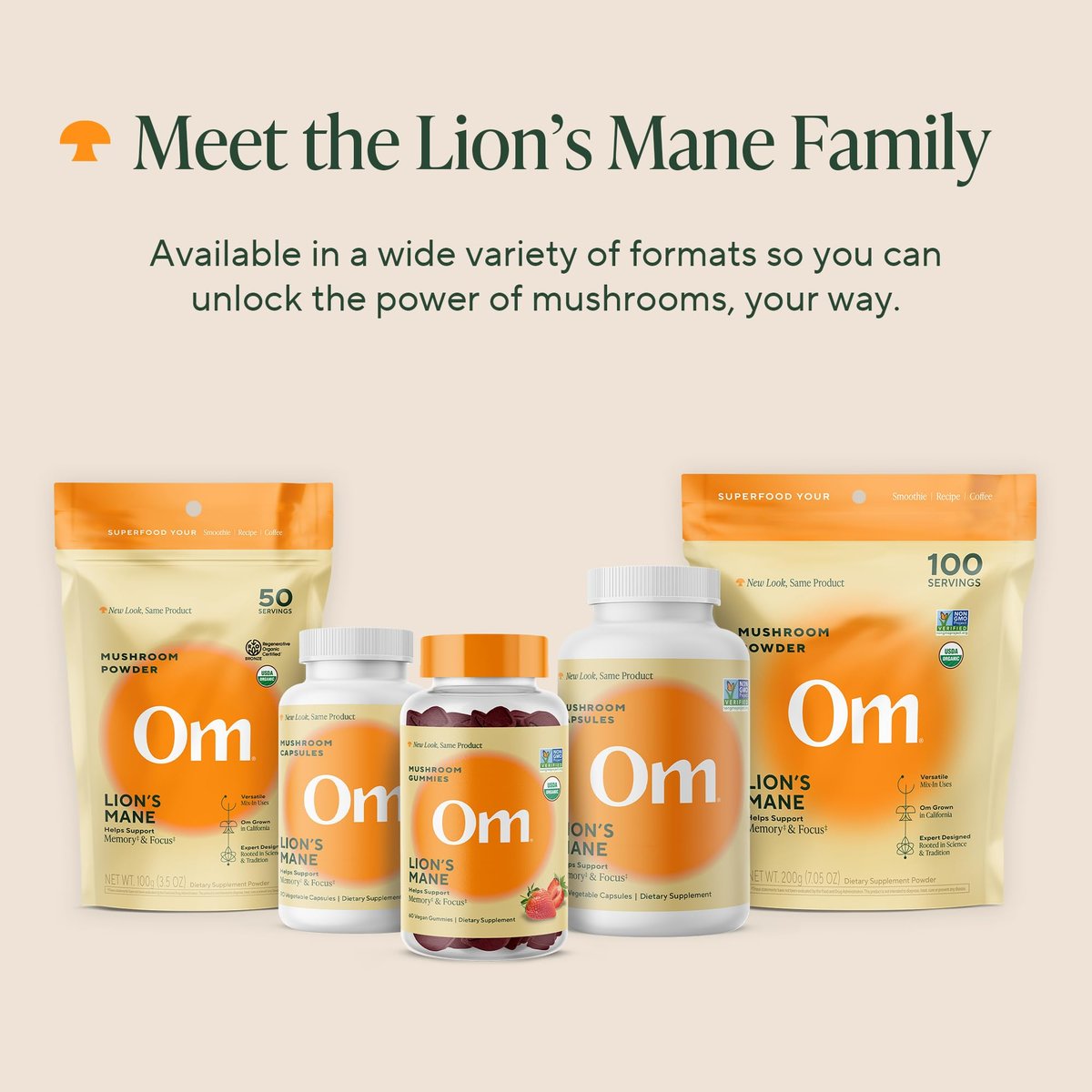 Om Lion’s Mane Pilzkapseln - Bio Pilz Nahrungsergänzungsmittel und Nootropikum - Gedächtnis- und Konzentrationshilfe, 90 Kapseln (30 Portionen)