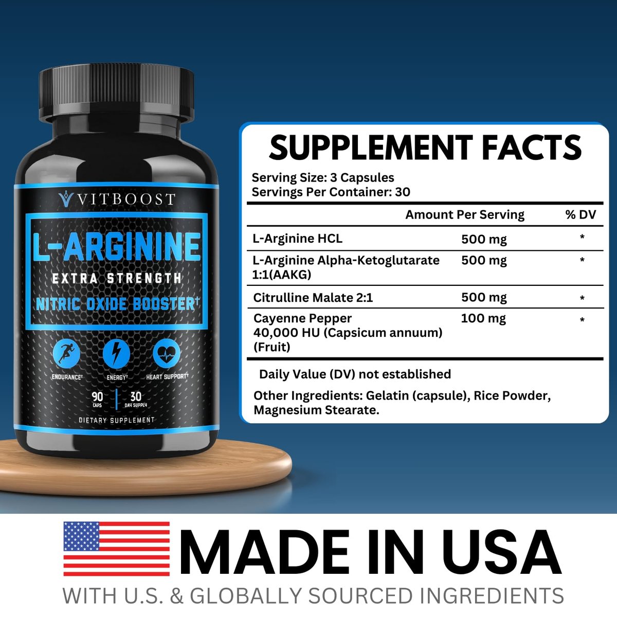 L-Arginin Kapseln mit L-Citrullin 1500 mg – Stickoxid-Booster für Ausdauer, Muskeln, Energie & Gefäßgesundheit – L-Arginin und essentielle Aminosäuren – Extra Stärke – 30 Tage Vorrat – 90 Kapseln