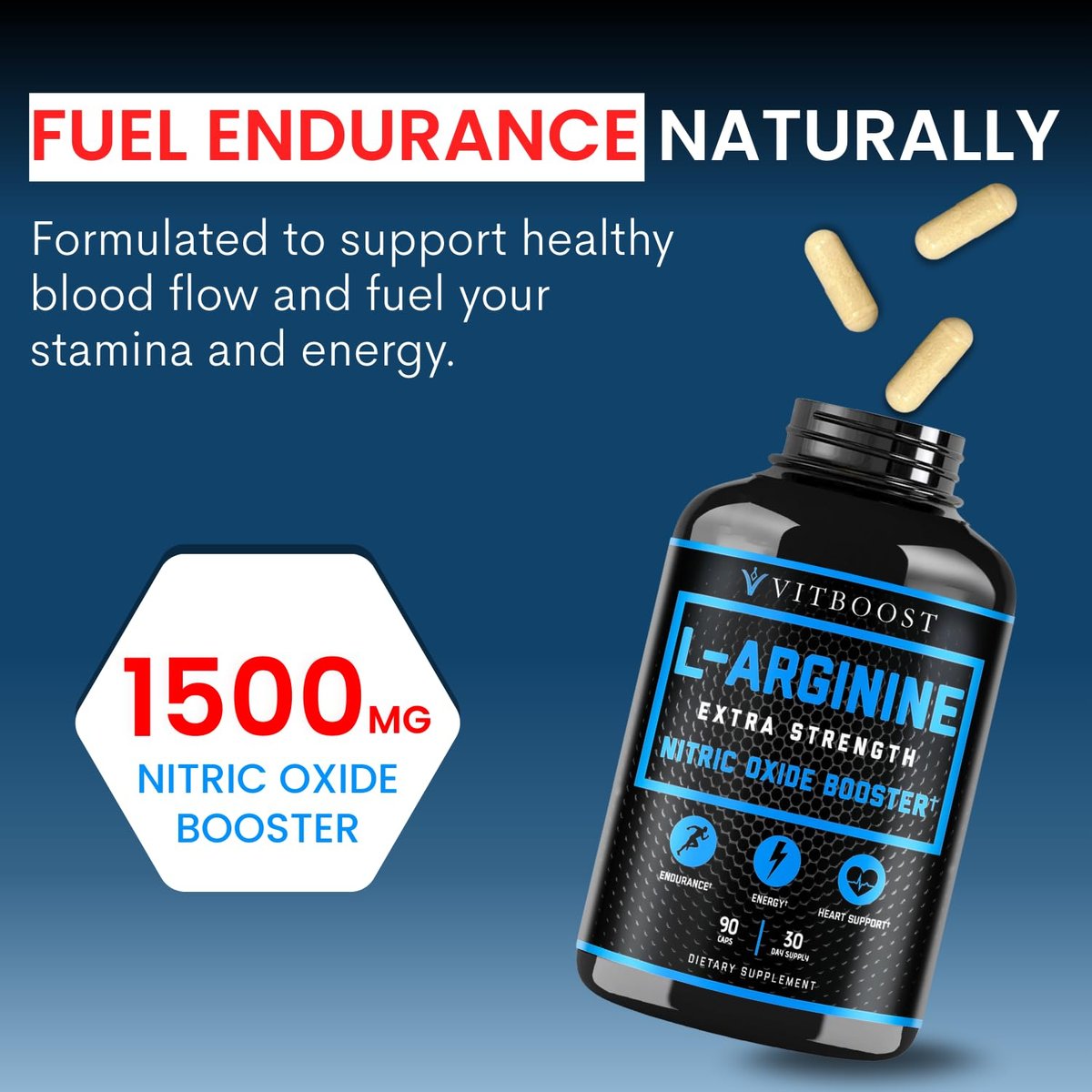 L-Arginin Kapseln mit L-Citrullin 1500 mg – Stickoxid-Booster für Ausdauer, Muskeln, Energie & Gefäßgesundheit – L-Arginin und essentielle Aminosäuren – Extra Stärke – 30 Tage Vorrat – 90 Kapseln