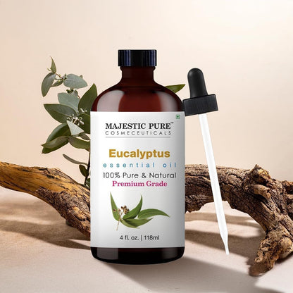 Majestic Pure Eukalyptus ätherisches Öl mit Glas-Dropper – 100% rein und natürlich – 2x 118 ml für Diffuser, Aromatherapie, Seifen- und Kerzenherstellung