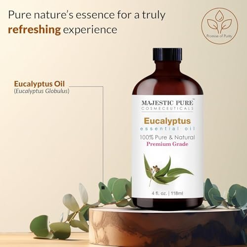 Majestic Pure Eukalyptus ätherisches Öl mit Glas-Dropper – 100% rein und natürlich – 2x 118 ml für Diffuser, Aromatherapie, Seifen- und Kerzenherstellung