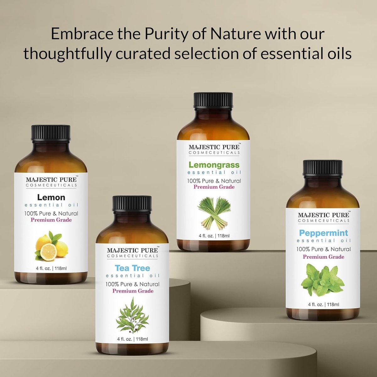 Majestic Pure Eukalyptus ätherisches Öl mit Glas-Dropper – 100% rein und natürlich – 2x 118 ml für Diffuser, Aromatherapie, Seifen- und Kerzenherstellung