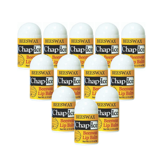 Chap-Ice® 12er-Pack Mini Lippenbalsam auf Bienenwachsbasis mit Pfefferminz und Vitamin E – Für trockene, rissige Lippen – Hergestellt in den USA