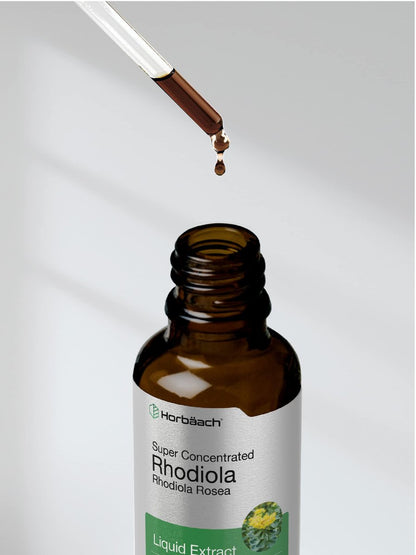Horbäach Rhodiola Rosea Tinktur | 60 ml | Alkoholfreier Extrakt | Hochkonzentrierter Wurzel-Liquid | Vegan, Nicht-GVO, Glutenfrei