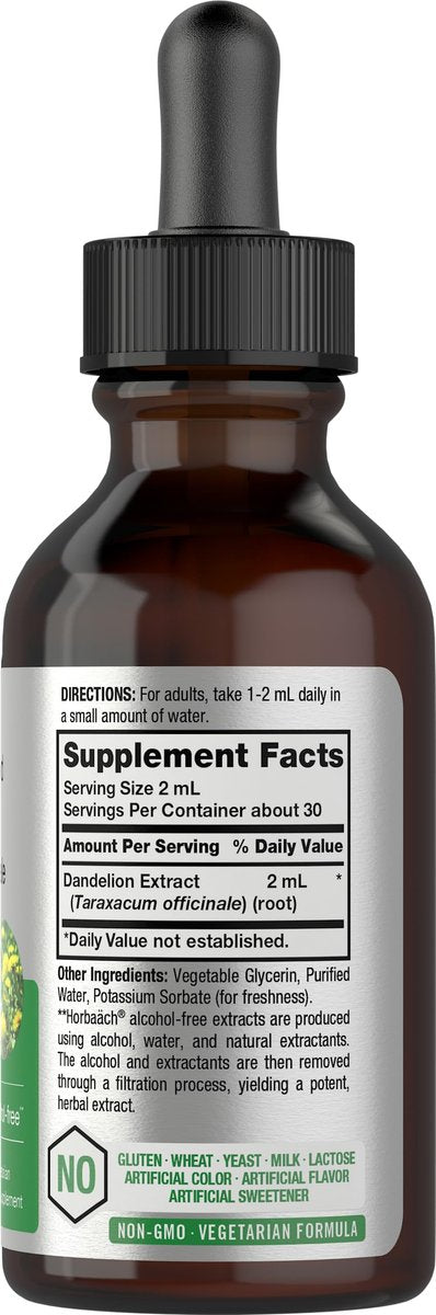 Horbäach Löwenzahnwurzel-Extrakt Nahrungsergänzungsmittel | 60 ml | Hochkonzentriert | Alkoholfreie Flüssigtinktur | Vegetarisch, Nicht-GVO, Glutenfrei