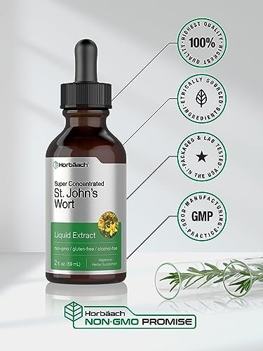 Horbäach Johanniskraut Tinktur | 60 ml | Alkoholfrei | Vegetarischer Flüssigextrakt | Non-GMO, Glutenfrei