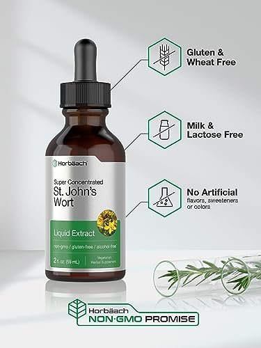 Horbäach Johanniskraut Tinktur | 60 ml | Alkoholfrei | Vegetarischer Flüssigextrakt | Non-GMO, Glutenfrei