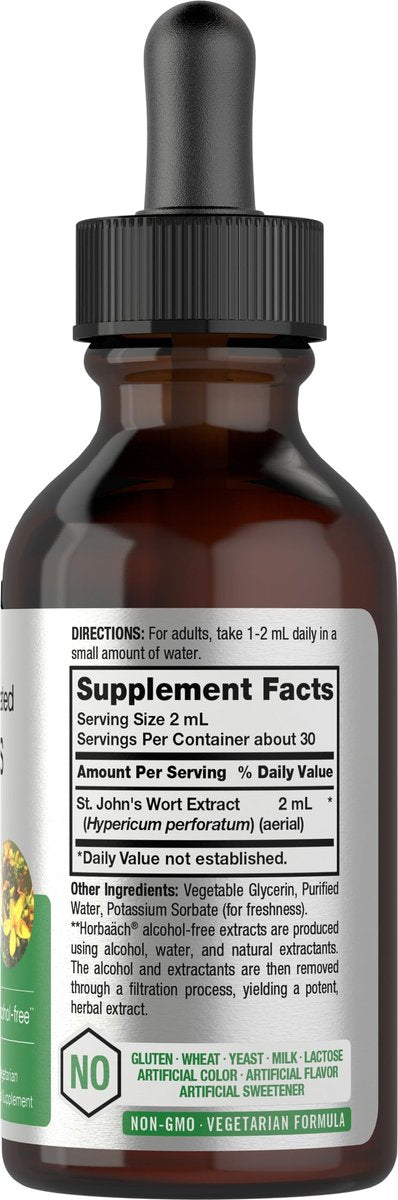 Horbäach Johanniskraut Tinktur | 60 ml | Alkoholfrei | Vegetarischer Flüssigextrakt | Non-GMO, Glutenfrei