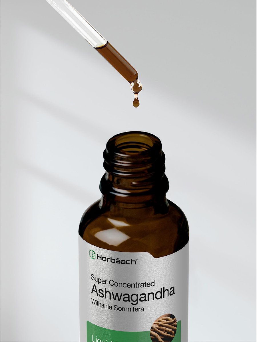 Horbäach Ashwagandha Liquid Drops 2 Fl Oz – Alkoholfreies Tinktur-Wurzelextrakt – Nahrungsergänzungsmittel für Frauen und Männer – Mit Withania Somnifera – Vegetarisch, Nicht-GVO, Glutenfrei