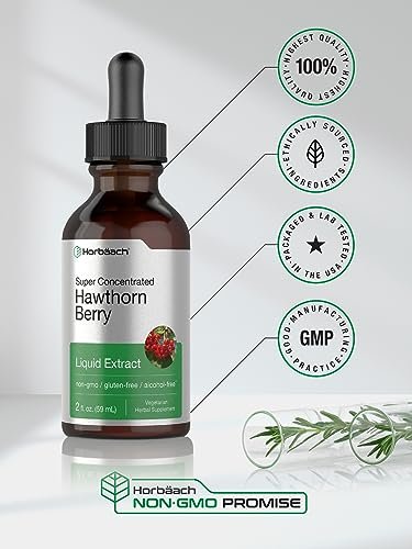 Horbäach Weißdornbeeren-Extrakt | 60 ml | Alkoholfreie Flüssigtinktur | Vegetarisches Nahrungsergänzungsmittel, Non-GMO, Glutenfrei
