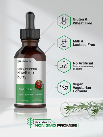 Horbäach Weißdornbeeren-Extrakt | 60 ml | Alkoholfreie Flüssigtinktur | Vegetarisches Nahrungsergänzungsmittel, Non-GMO, Glutenfrei