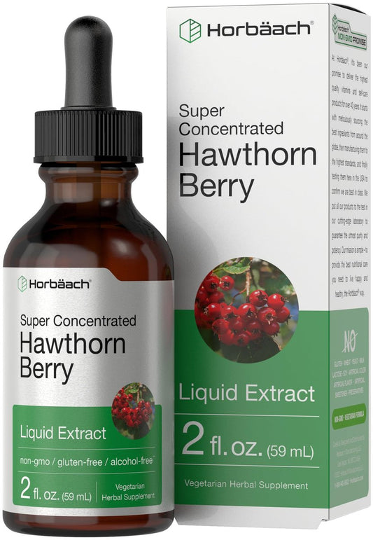 Horbäach Weißdornbeeren-Extrakt | 60 ml | Alkoholfreie Flüssigtinktur | Vegetarisches Nahrungsergänzungsmittel, Non-GMO, Glutenfrei