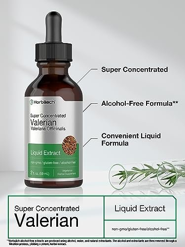 Horbäach Baldrianwurzel-Extrakt Tropfen Alkoholfrei | 60 ml | Hochkonzentrierte Flüssigkeit | Vegan, Nicht-GVO & Glutenfrei