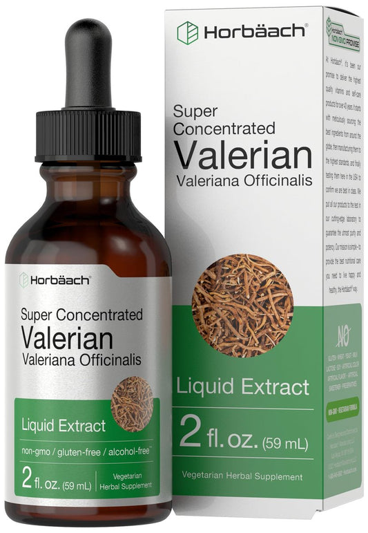Horbäach Baldrianwurzel-Extrakt Tropfen Alkoholfrei | 60 ml | Hochkonzentrierte Flüssigkeit | Vegan, Nicht-GVO & Glutenfrei