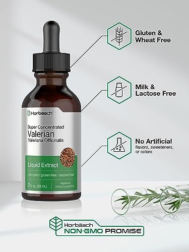 Horbäach Baldrianwurzel-Extrakt Tropfen Alkoholfrei | 60 ml | Hochkonzentrierte Flüssigkeit | Vegan, Nicht-GVO & Glutenfrei
