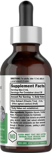 Horbäach Vitex Beeren Keuschlamm Extrakt Tinktur | 2 fl oz | Hochkonzentrierte Flüssigkeit | Alkoholfreies Keuschlammbeeren Präparat | Vegetarisch, Ohne Gentechnik, Glutenfrei