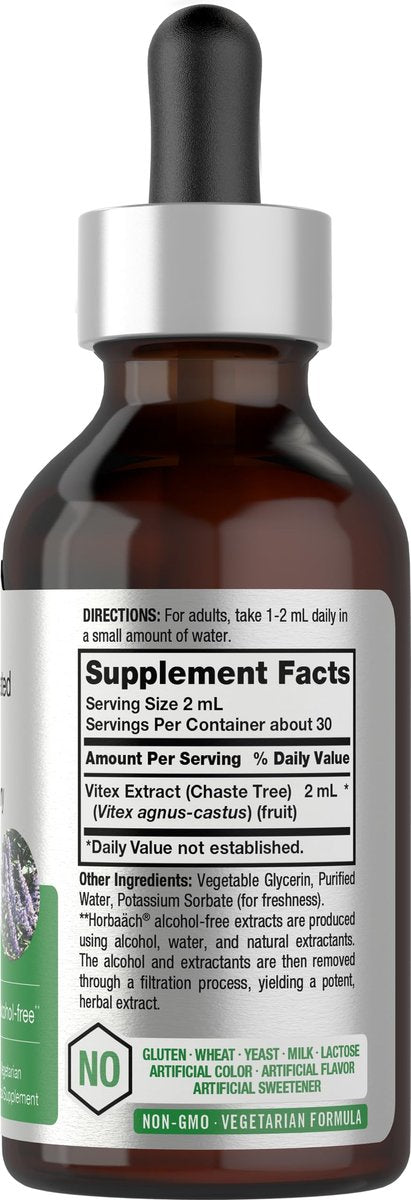 Horbäach Vitex Beeren Keuschlamm Extrakt Tinktur | 2 fl oz | Hochkonzentrierte Flüssigkeit | Alkoholfreies Keuschlammbeeren Präparat | Vegetarisch, Ohne Gentechnik, Glutenfrei