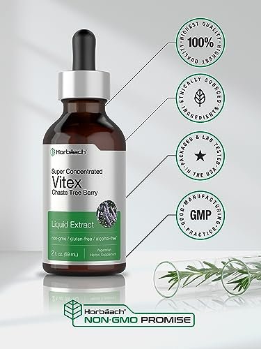 Horbäach Vitex Beeren Keuschlamm Extrakt Tinktur | 2 fl oz | Hochkonzentrierte Flüssigkeit | Alkoholfreies Keuschlammbeeren Präparat | Vegetarisch, Ohne Gentechnik, Glutenfrei
