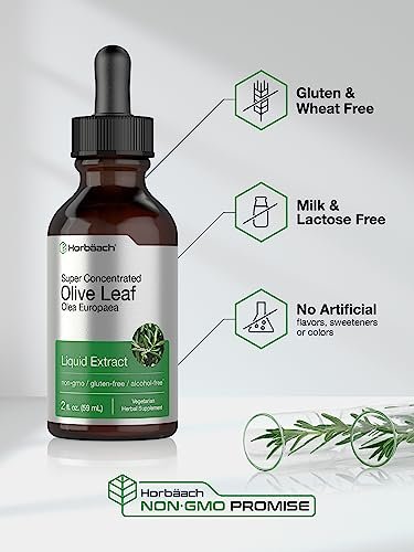 Horbäach Olivenblattextrakt flüssig | 60 ml | Hochdosiert | Alkoholfrei, vegan, ohne Gentechnik, glutenfrei