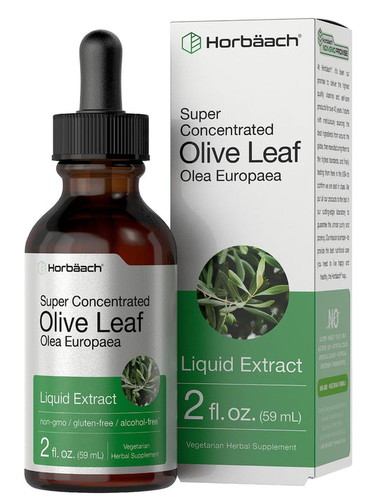 Horbäach Olivenblattextrakt flüssig | 60 ml | Hochdosiert | Alkoholfrei, vegan, ohne Gentechnik, glutenfrei