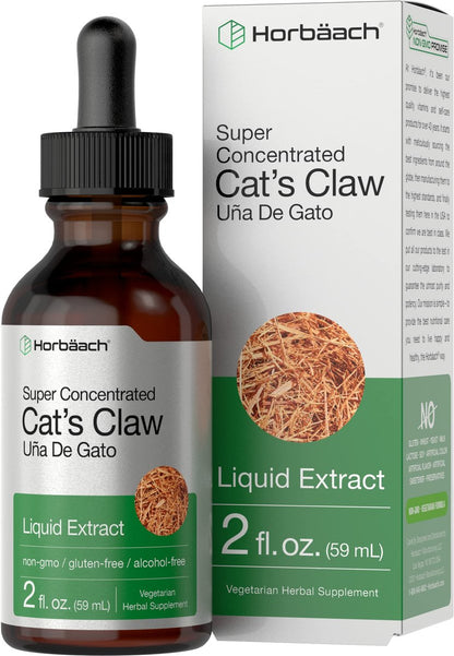 Horbäach Katzenkralle Kräuterextrakt Tinktur | 60 ml | Alkoholfrei | Vegetarisch, Nicht-GVO, Glutenfrei Flüssig