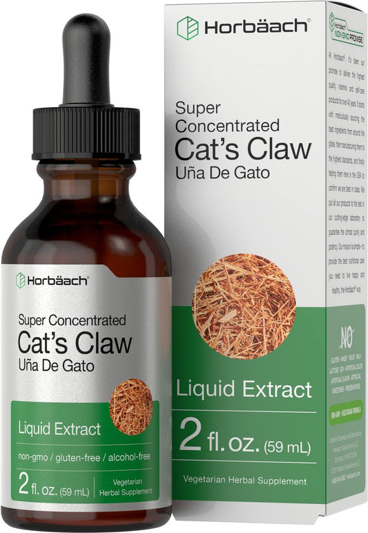 Horbäach Katzenkralle Kräuterextrakt Tinktur | 60 ml | Alkoholfrei | Vegetarisch, Nicht-GVO, Glutenfrei Flüssig