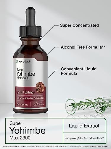 Horbäach Yohimbe Rindenextrakt flüssig | 60 ml | Nahrungsergänzung für Männer und Frauen | Alkoholfreie Tropfen | Vegan, Nicht-GVO, Glutenfrei