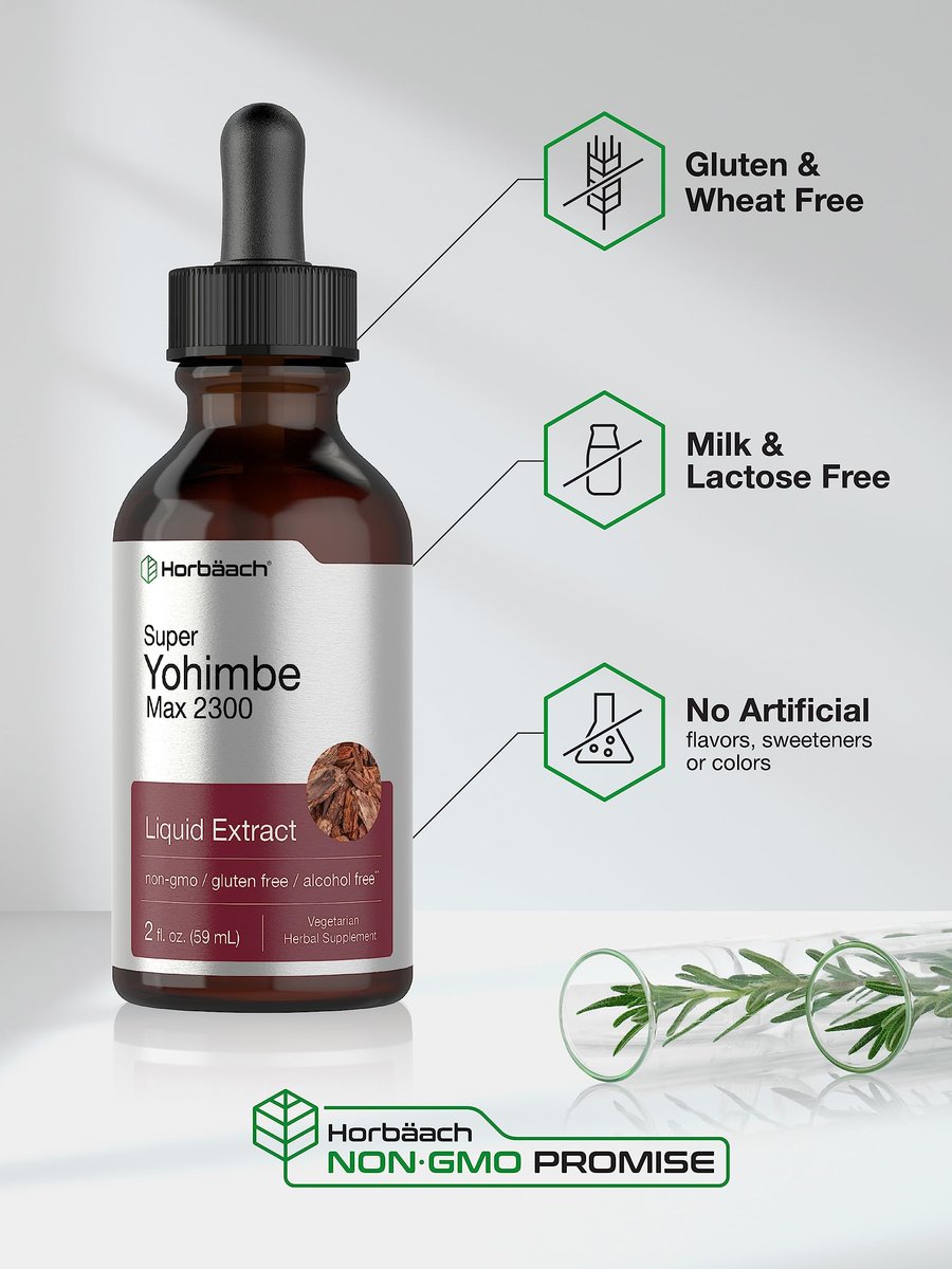 Horbäach Yohimbe Rindenextrakt flüssig | 60 ml | Nahrungsergänzung für Männer und Frauen | Alkoholfreie Tropfen | Vegan, Nicht-GVO, Glutenfrei