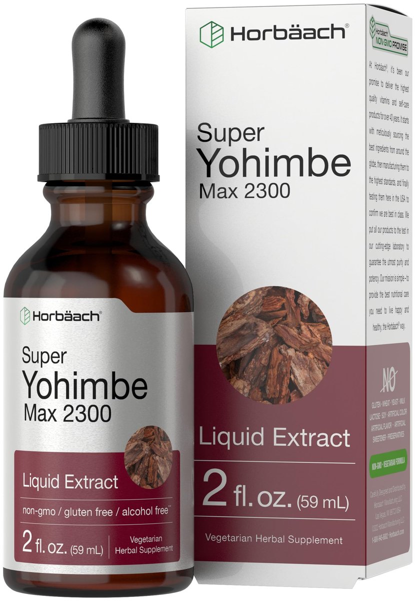 Horbäach Yohimbe Rindenextrakt flüssig | 60 ml | Nahrungsergänzung für Männer und Frauen | Alkoholfreie Tropfen | Vegan, Nicht-GVO, Glutenfrei