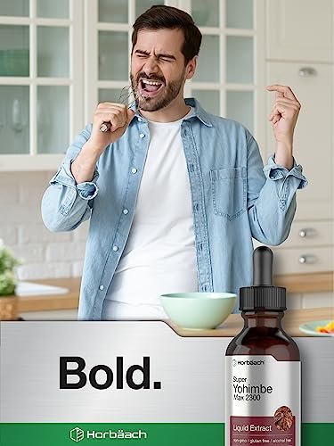 Horbäach Yohimbe Rindenextrakt flüssig | 60 ml | Nahrungsergänzung für Männer und Frauen | Alkoholfreie Tropfen | Vegan, Nicht-GVO, Glutenfrei