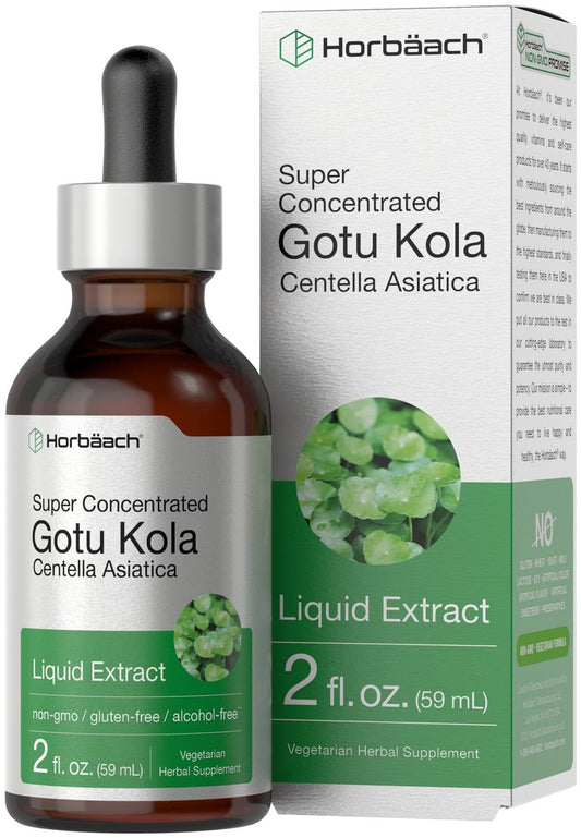 Horbäach Gotu Kola Extrakt | 60 ml | Alkoholfrei | Hochkonzentriertes flüssiges Kräuterergänzungsmittel | Vegetarisch, Nicht-GVO, Glutenfrei