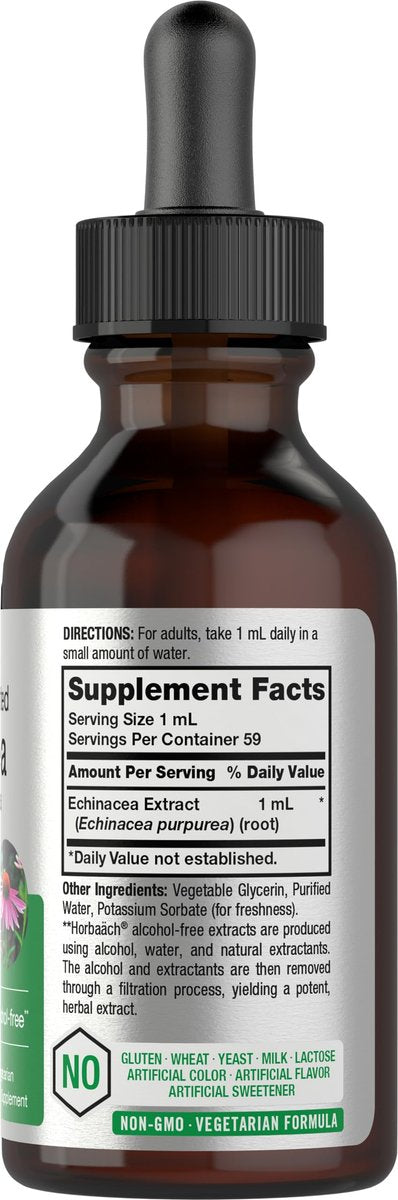 Horbaach Echinacea Tropfen Kräutertinktur | 60 ml | Hochkonzentrierter Wurzelextrakt | Alkoholfreie Flüssigkeit | Vegetarisch, Nicht-GVO & Glutenfrei