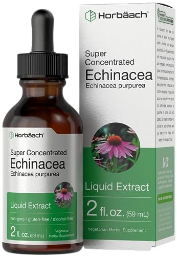 Horbaach Echinacea Tropfen Kräutertinktur | 60 ml | Hochkonzentrierter Wurzelextrakt | Alkoholfreie Flüssigkeit | Vegetarisch, Nicht-GVO & Glutenfrei