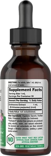 Horbaach Echinacea Tropfen Kräutertinktur | 60 ml | Hochkonzentrierter Wurzelextrakt | Alkoholfreie Flüssigkeit | Vegetarisch, Nicht-GVO & Glutenfrei