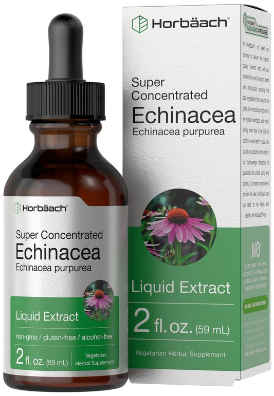 Horbaach Echinacea Tropfen Kräutertinktur | 60 ml | Hochkonzentrierter Wurzelextrakt | Alkoholfreie Flüssigkeit | Vegetarisch, Nicht-GVO & Glutenfrei