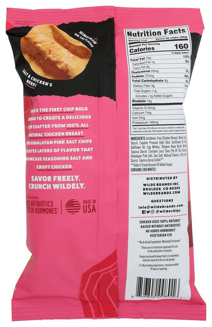 Wilde Chips Hühnchen-Chips mit Himalaya-Salz, 63,8 g – Proteinreicher Snack aus Hühnerbrust und Kartoffeln