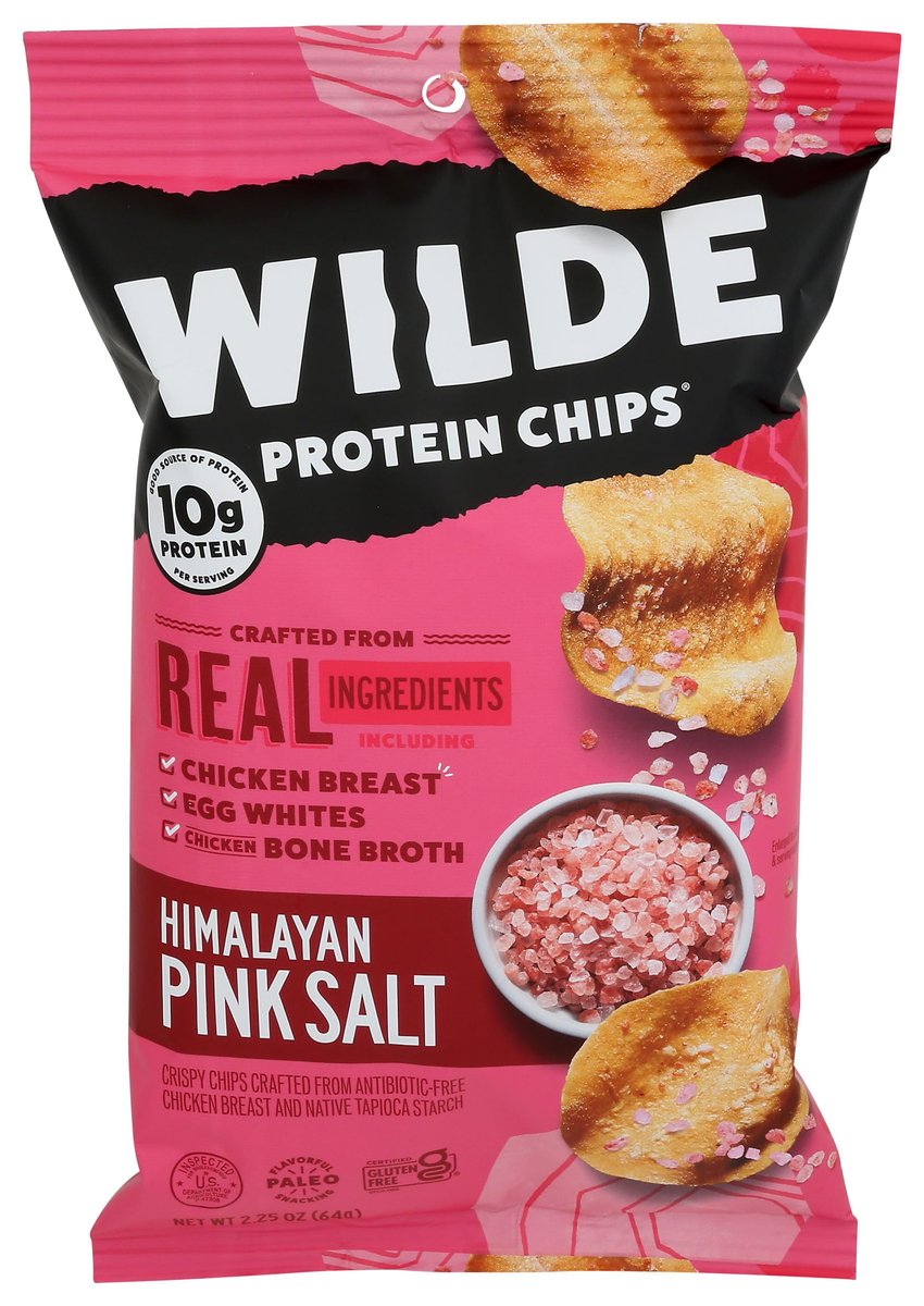 Wilde Chips Hühnchen-Chips mit Himalaya-Salz, 63,8 g – Proteinreicher Snack aus Hühnerbrust und Kartoffeln