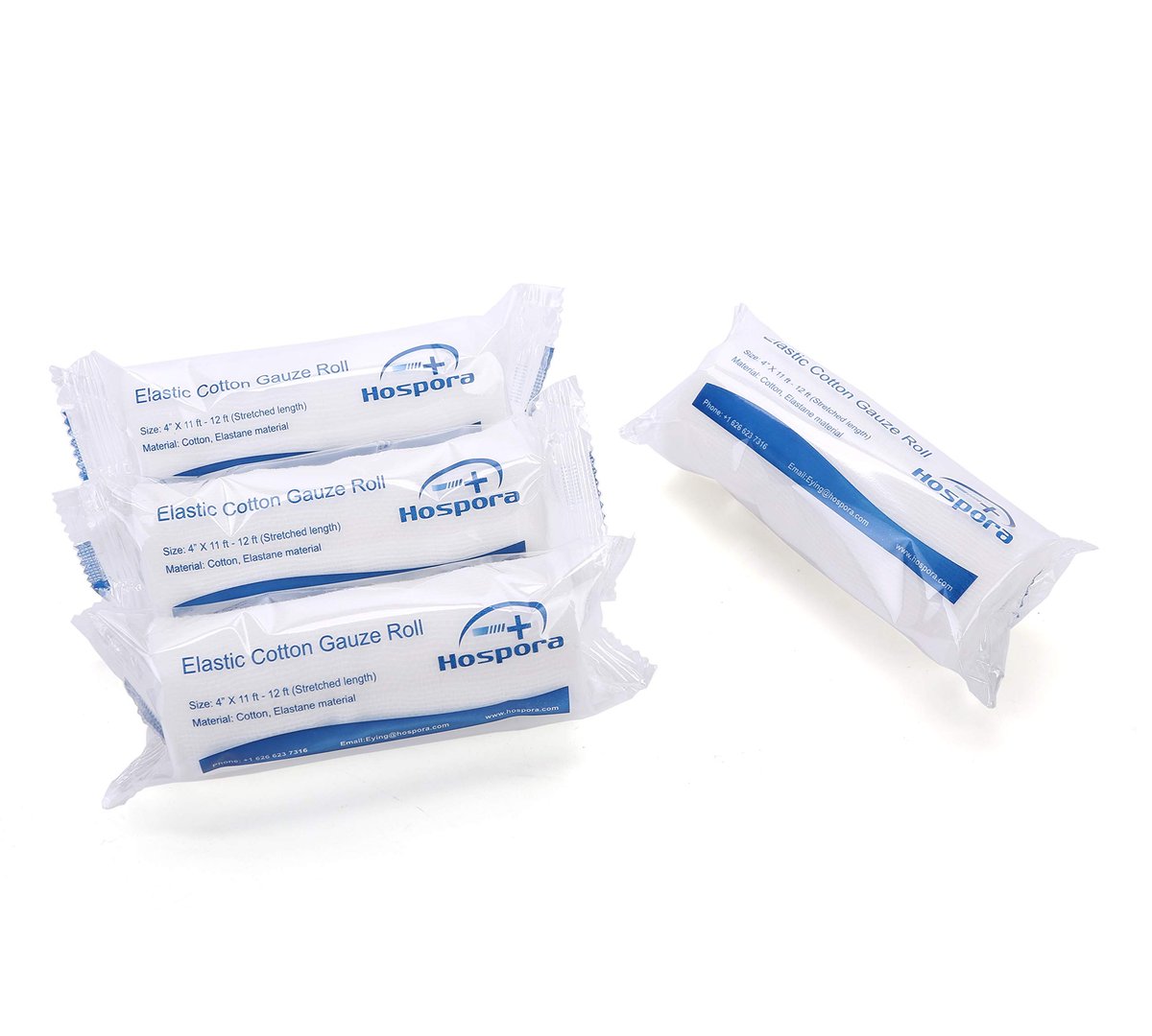 Hospora Medizinische Elastische Baumwoll-Mullbinde, 4 Zoll, Einzelpack, Erste-Hilfe-Rollverband, 24er-Pack
