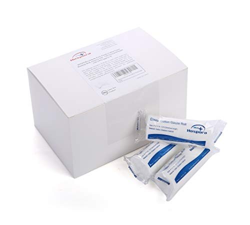 Hospora Medizinische Elastische Baumwoll-Mullbinde, 4 Zoll, Einzelpack, Erste-Hilfe-Rollverband, 24er-Pack