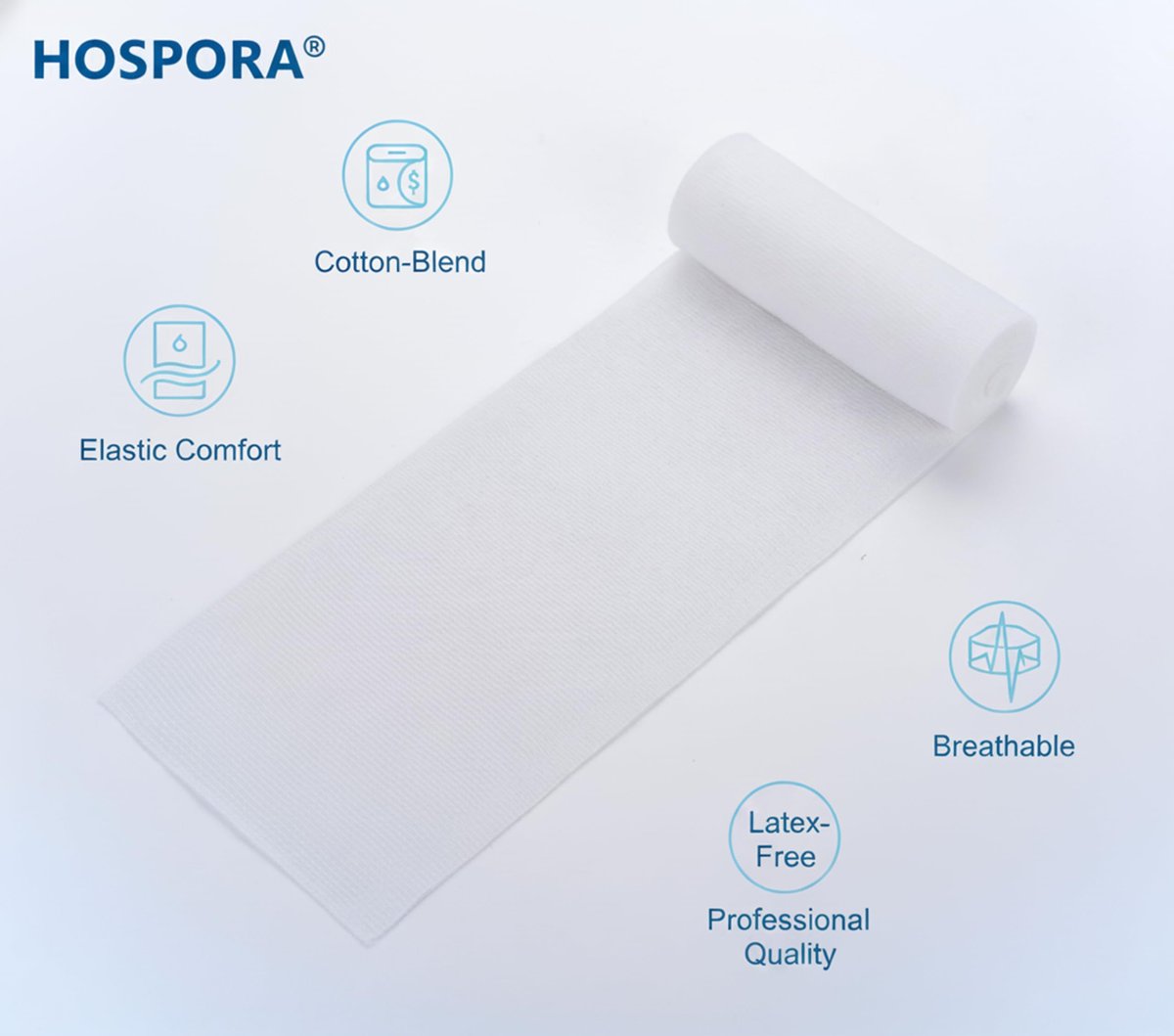 Hospora Medizinische Elastische Baumwoll-Mullbinde, 4 Zoll, Einzelpack, Erste-Hilfe-Rollverband, 24er-Pack