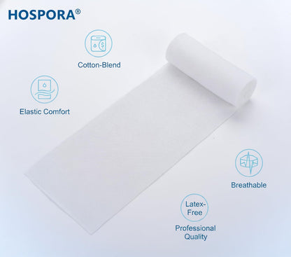 Hospora Medizinische Elastische Baumwoll-Mullbinde, 4 Zoll, Einzelpack, Erste-Hilfe-Rollverband, 24er-Pack