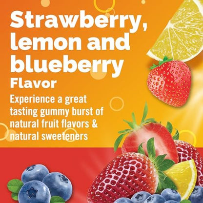 Emergen-C 750 mg Vitamin C Gummis für Erwachsene – Immununterstützung, glutenfrei, Erdbeer-, Zitronen- und Blaubeergeschmack, 45 Stück