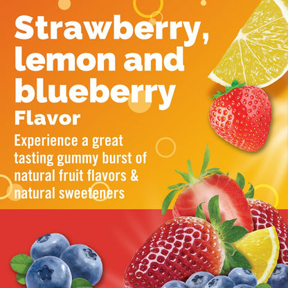 Emergen-C 750 mg Vitamin C Gummis für Erwachsene – Immununterstützung, glutenfrei, Erdbeer-, Zitronen- und Blaubeergeschmack, 45 Stück