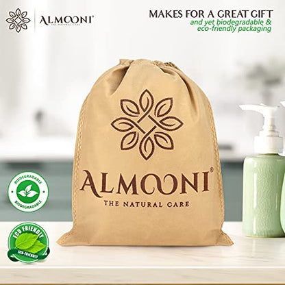 Almooni Ägyptische Luffa-Handschuhe für Damen & Herren, Echte natürliche ägyptische Luffa-Mittens mit Frottee, Premium-Peeling-Handschuh für die Körperreinigung, 2er-Set