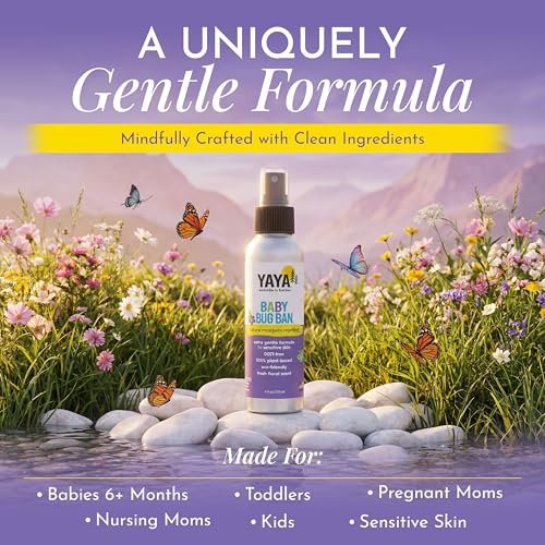YAYA ORGANICS Baby Bug BAN – DEET-freies natürliches Insektenspray für Kinder, Babys, Schwangere & Stillende Mütter – Pflanzlicher Mückenschutz, leicht & nicht fettend, 118 ml
